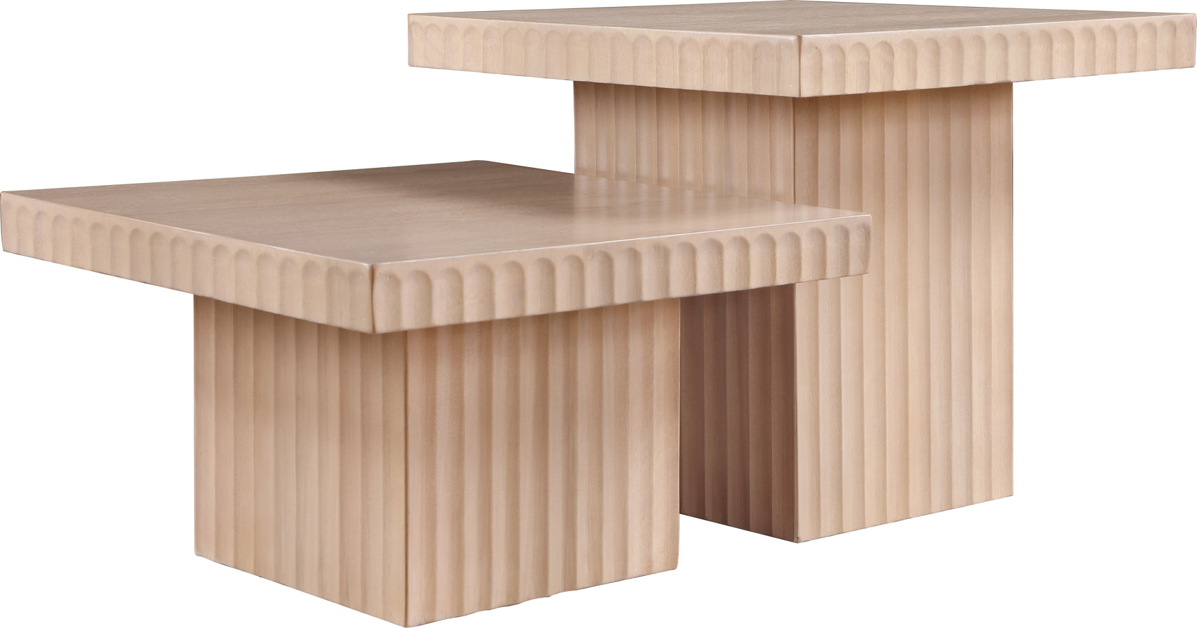 Malibu Natural Wood And Oak Veneer 2-Piece Coffee Table - Ornate Home