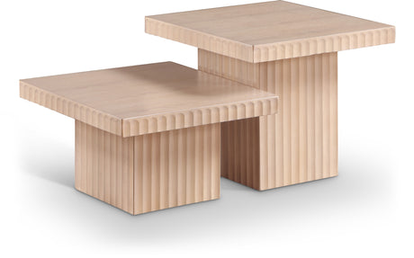 Malibu Natural Wood And Oak Veneer 2-Piece Coffee Table - Ornate Home