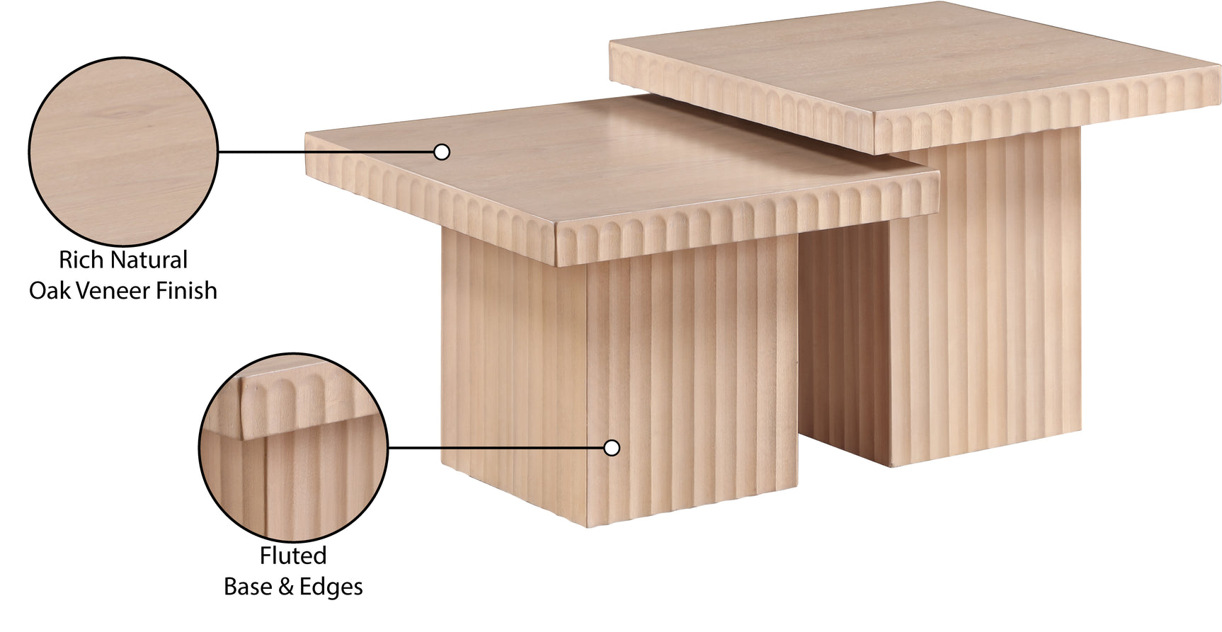 Malibu Natural Wood And Oak Veneer 2-Piece Coffee Table - Ornate Home