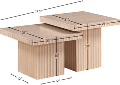 Malibu Natural Wood And Oak Veneer 2-Piece Coffee Table - Ornate Home