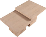 Malibu Natural Wood And Oak Veneer 2-Piece Coffee Table - Ornate Home