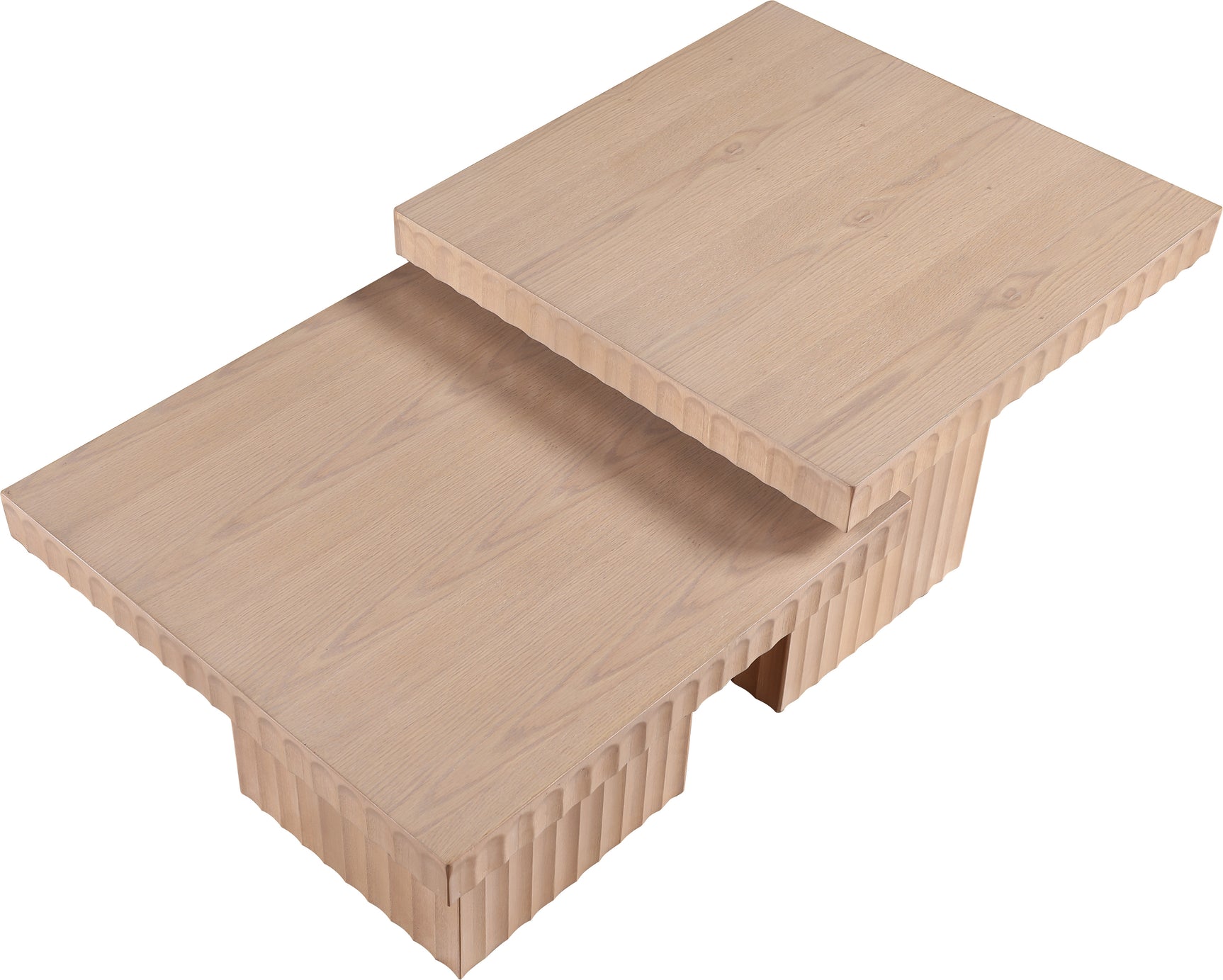 Malibu Natural Wood And Oak Veneer 2-Piece Coffee Table - Ornate Home