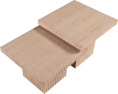 Malibu Natural Wood And Oak Veneer 2-Piece Coffee Table - Ornate Home