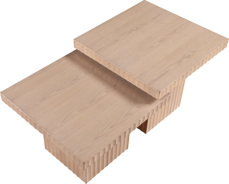 Malibu Natural Wood And Oak Veneer 2-Piece Coffee Table - Ornate Home