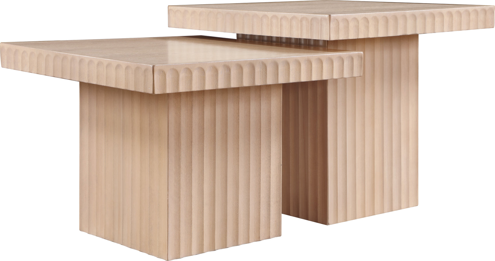 Malibu Natural Wood And Oak Veneer 2-Piece Coffee Table - Ornate Home