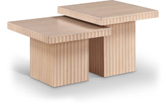 Malibu Natural Wood And Oak Veneer 2-Piece Coffee Table - Ornate Home