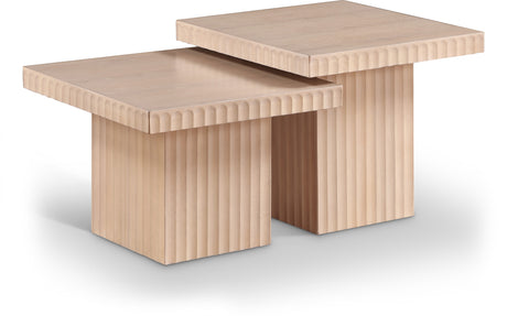 Malibu Natural Wood And Oak Veneer 2-Piece Coffee Table - Ornate Home