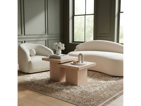 Malibu Natural Wood And Oak Veneer 2-Piece Coffee Table - Ornate Home