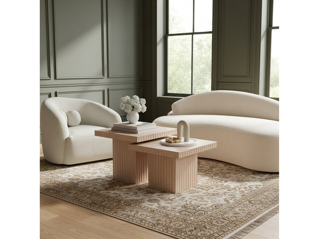 Malibu Natural Wood And Oak Veneer 2-Piece Coffee Table - Ornate Home