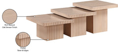 Malibu Natural Wood And Oak Veneer 3-Piece Coffee Table - Ornate Home