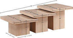Malibu Natural Wood And Oak Veneer 3-Piece Coffee Table - Ornate Home
