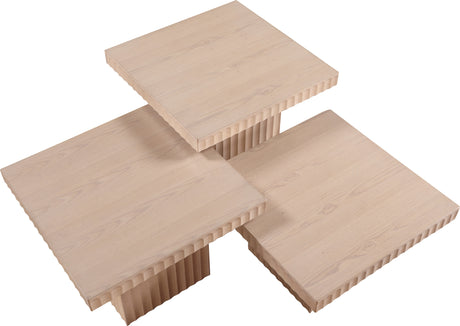 Malibu Natural Wood And Oak Veneer 3-Piece Coffee Table - Ornate Home