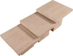 Malibu Natural Wood And Oak Veneer 3-Piece Coffee Table - Ornate Home