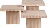 Malibu Natural Wood And Oak Veneer 3-Piece Coffee Table - Ornate Home