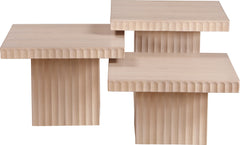 Malibu Natural Wood And Oak Veneer 3-Piece Coffee Table - Ornate Home
