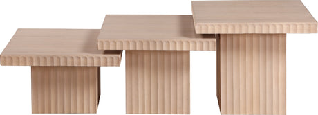 Malibu Natural Wood And Oak Veneer 3-Piece Coffee Table - Ornate Home