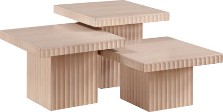 Malibu Natural Wood And Oak Veneer 3-Piece Coffee Table - Ornate Home