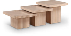 Malibu Natural Wood And Oak Veneer 3-Piece Coffee Table - Ornate Home