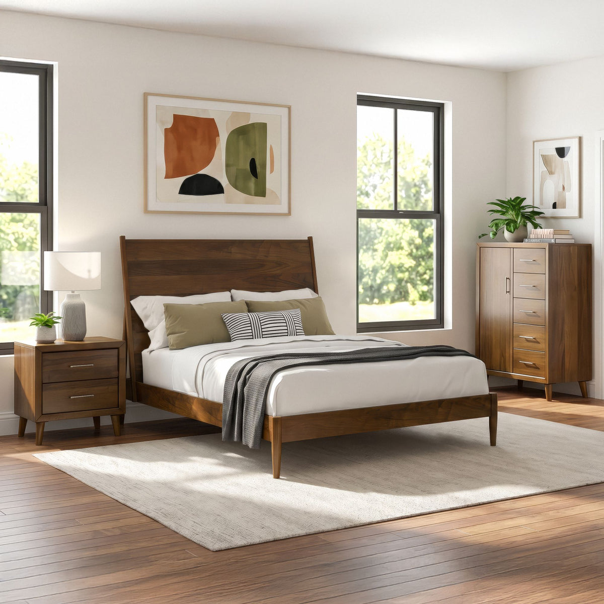 Malibu Walnut 3-Piece King Panel Bedroom Set - Ornate Home