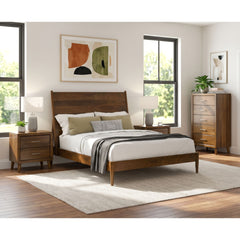 Malibu Walnut 4-Piece Queen Bedroom Set with 2 Nightstands & Chest - Ornate Home
