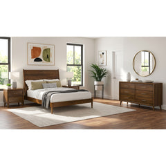 Malibu Walnut 4-Piece Queen Bedroom Set with 2 Nightstands & Dresser - Ornate Home
