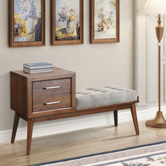 Malibu Walnut/Grey Bench - Ornate Home