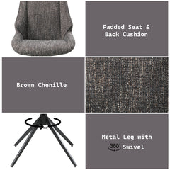 Malika Brown Swivel Side Chair (Set of 2) - Ornate Home