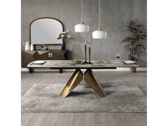 Malika Ceramic Top/Copper Cross Brushed Dining Table - Ornate Home