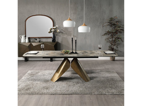 Malika Ceramic Top/Copper Cross Brushed Dining Table - Ornate Home