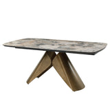 Malika Ceramic Top/Copper Cross Brushed Dining Table - Ornate Home
