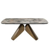 Malika Ceramic Top/Copper Cross Brushed Dining Table - Ornate Home