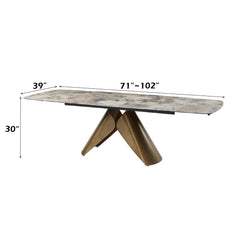 Malika Ceramic Top/Copper Cross Brushed Dining Table - Ornate Home