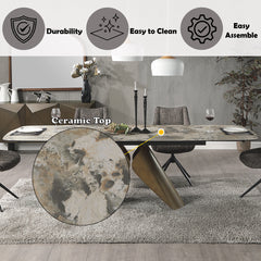 Malika Ceramic Top/Copper Cross Brushed Dining Table - Ornate Home