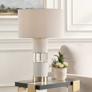 Maliyah Gray/White Linen Table Lamp - Ornate Home