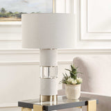 Maliyah Gray/White Linen Table Lamp - Ornate Home