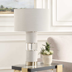 Maliyah Gray/White Linen Table Lamp - Ornate Home
