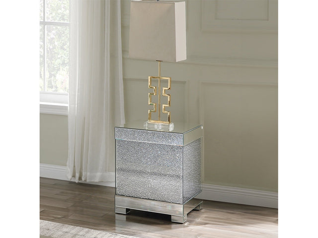 Mallika End Table in Mirrored/Crystals 87912 - Ornate Home