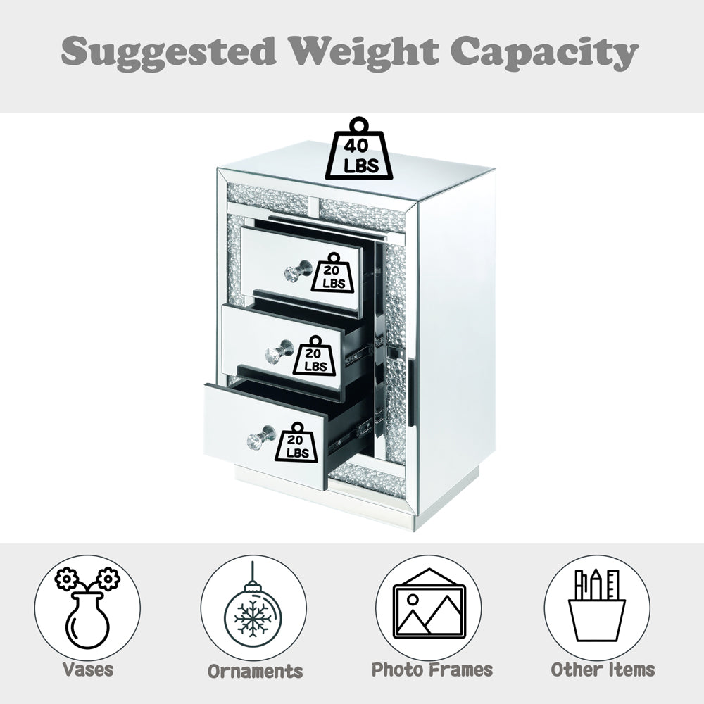 Mallika Mirrored & Faux Crystals Accent Table - Ornate Home