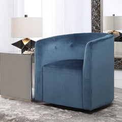 Mallorie Blue Swivel Chair - Ornate Home