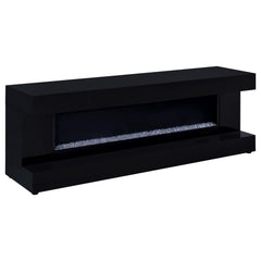 Mallory Black High Gloss TV Stand Fireplace Console Bluetooth Speaker - Ornate Home