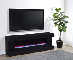 Mallory Black High Gloss TV Stand Fireplace Console Bluetooth Speaker - Ornate Home