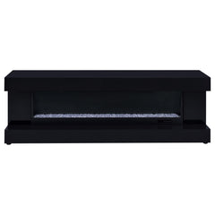 Mallory Black High Gloss TV Stand Fireplace Console Bluetooth Speaker - Ornate Home