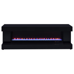 Mallory Black High Gloss TV Stand Fireplace Console Bluetooth Speaker - Ornate Home