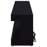 Mallory Black High Gloss TV Stand Fireplace Console Bluetooth Speaker - Ornate Home