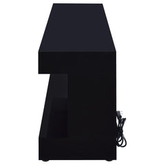 Mallory Black High Gloss TV Stand Fireplace Console Bluetooth Speaker - Ornate Home