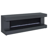 Mallory Grey High Gloss TV Stand Fireplace Console Bluetooth Speaker - Ornate Home