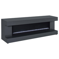 Mallory Grey High Gloss TV Stand Fireplace Console Bluetooth Speaker - Ornate Home