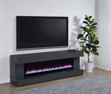 Mallory Grey High Gloss TV Stand Fireplace Console Bluetooth Speaker - Ornate Home