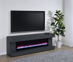 Mallory Grey High Gloss TV Stand Fireplace Console Bluetooth Speaker - Ornate Home