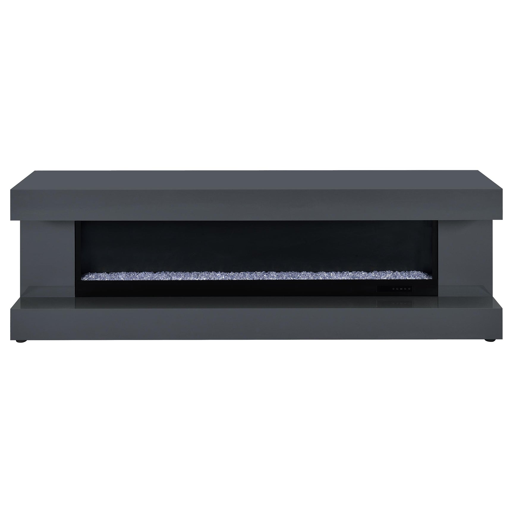 Mallory Grey High Gloss TV Stand Fireplace Console Bluetooth Speaker - Ornate Home